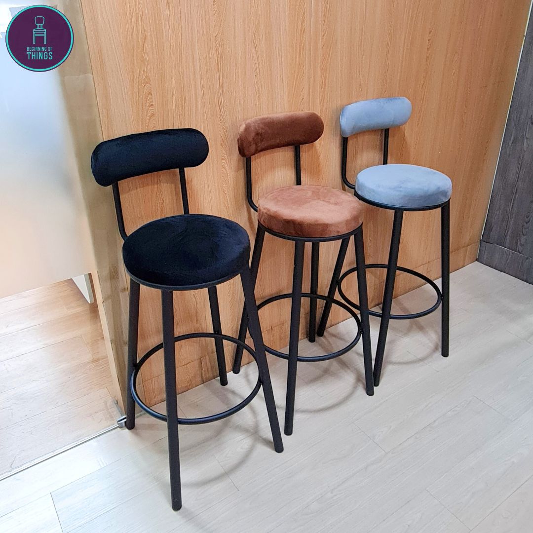 Campbell Cotton Flannel Fixed Leg Bar Stool