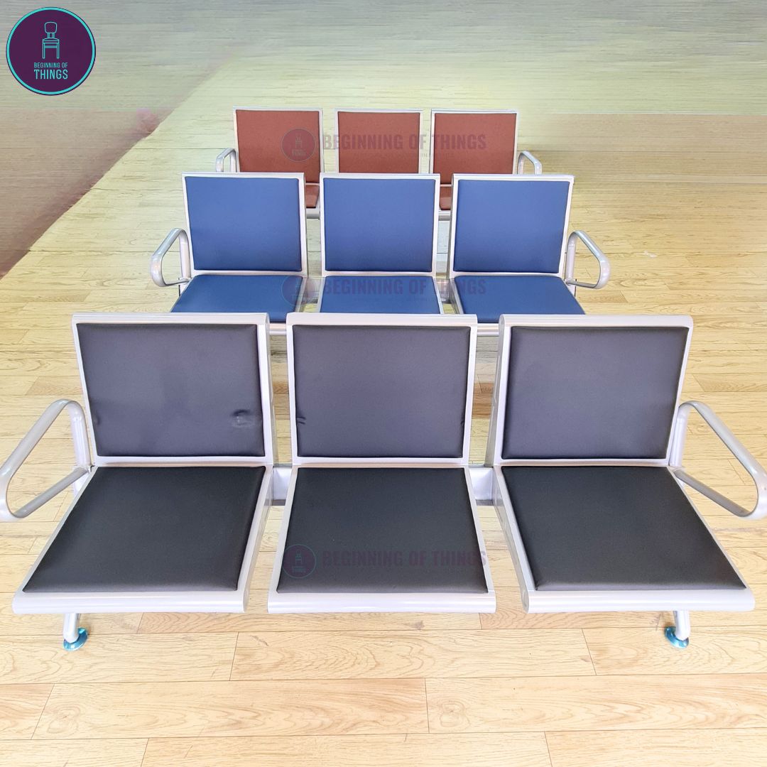 3-Seater Gang Chair with Padded Foam Cushion Seat