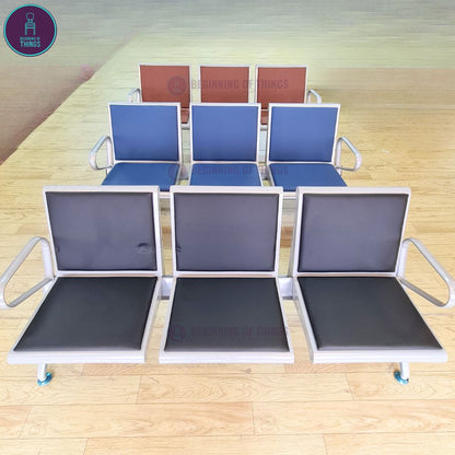 3-Seater Gang Chair with Padded Foam Cushion Seat