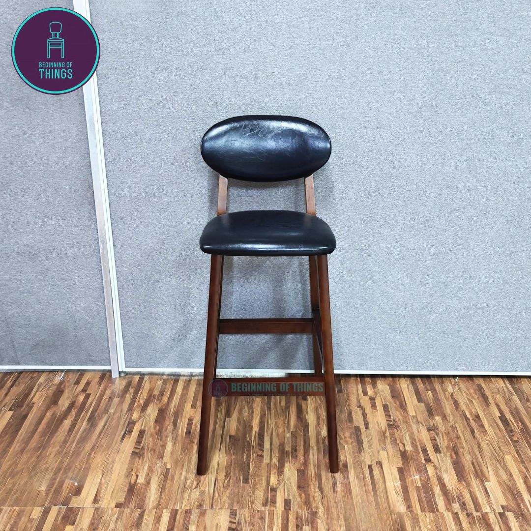 Wooden Horn Bar Stool Padded Back