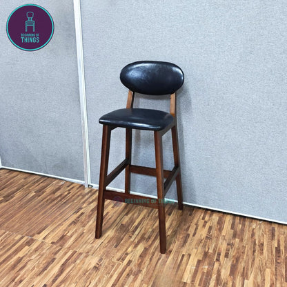 Wooden Horn Bar Stool Padded Back