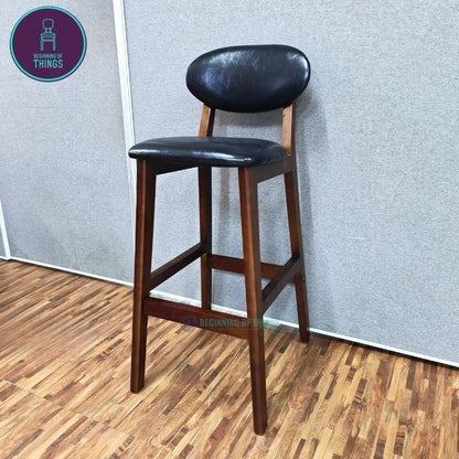 Wooden Horn Bar Stool Padded Back