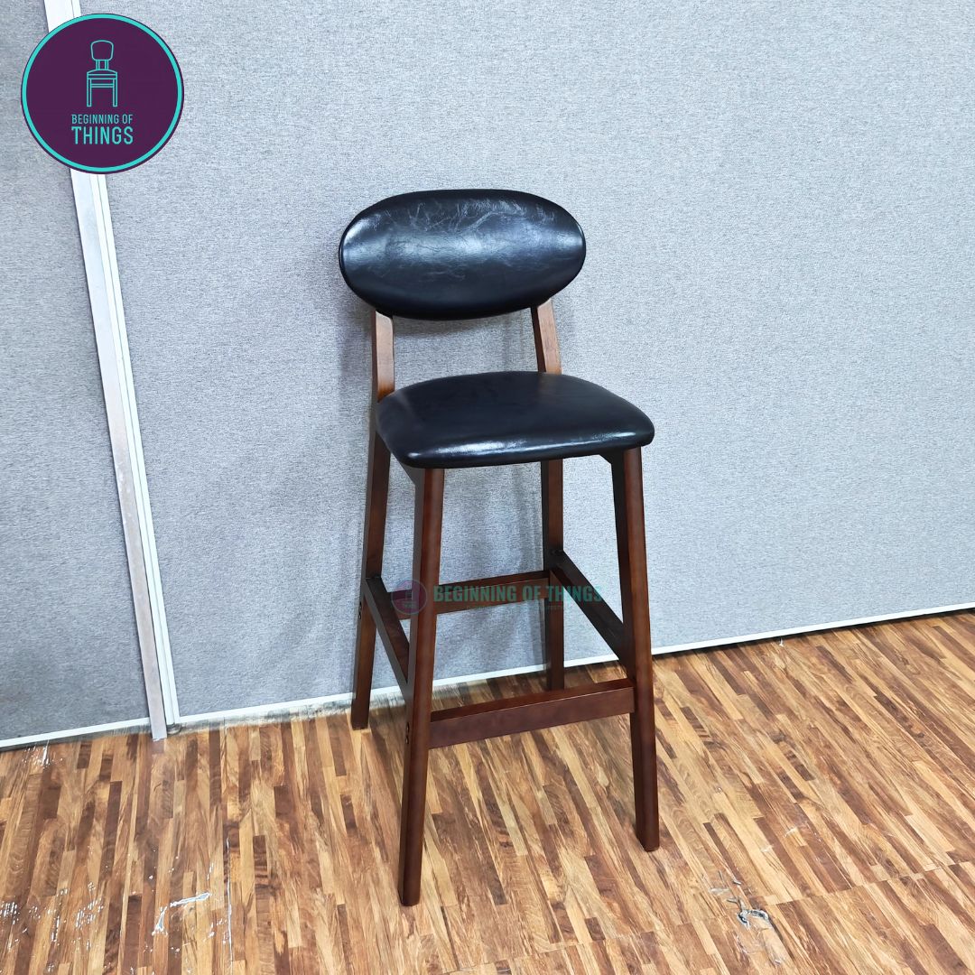 Wooden Horn Bar Stool Padded Back