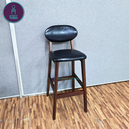 Wooden Horn Bar Stool Padded Back