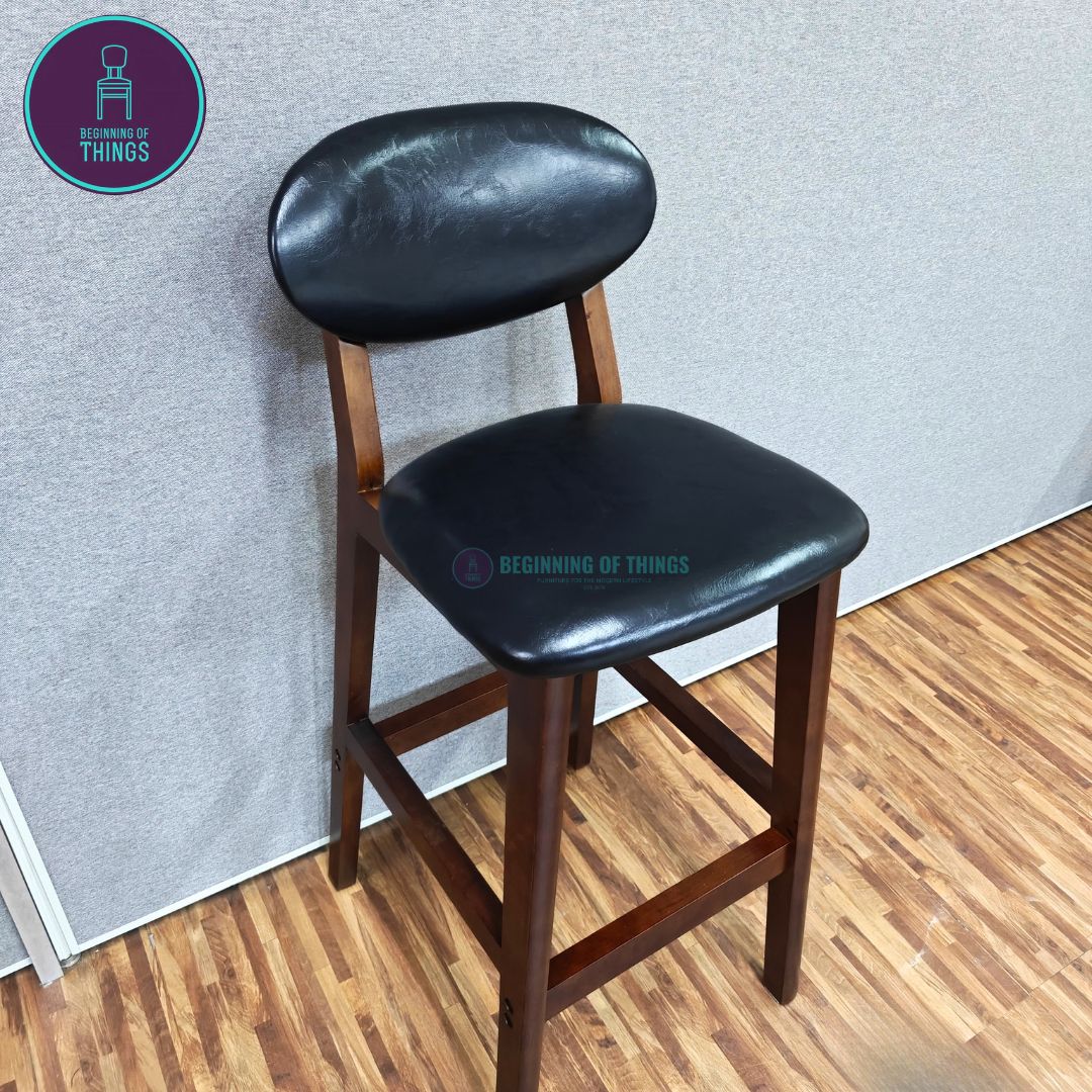 Wooden Horn Bar Stool Padded Back