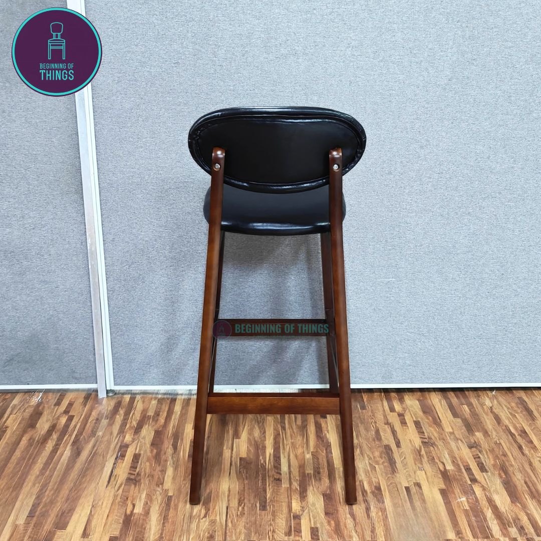 Wooden Horn Bar Stool Padded Back