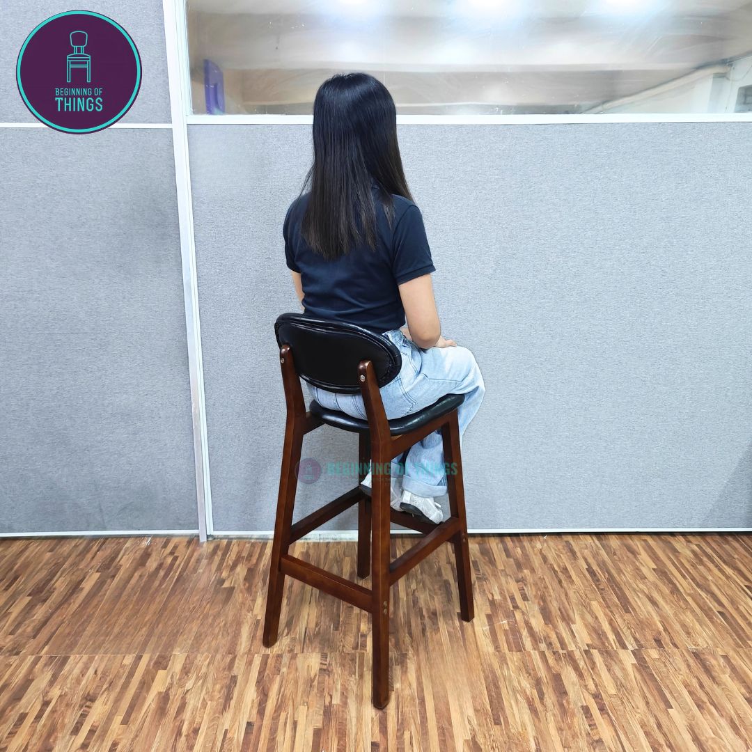 Wooden Horn Bar Stool Padded Back