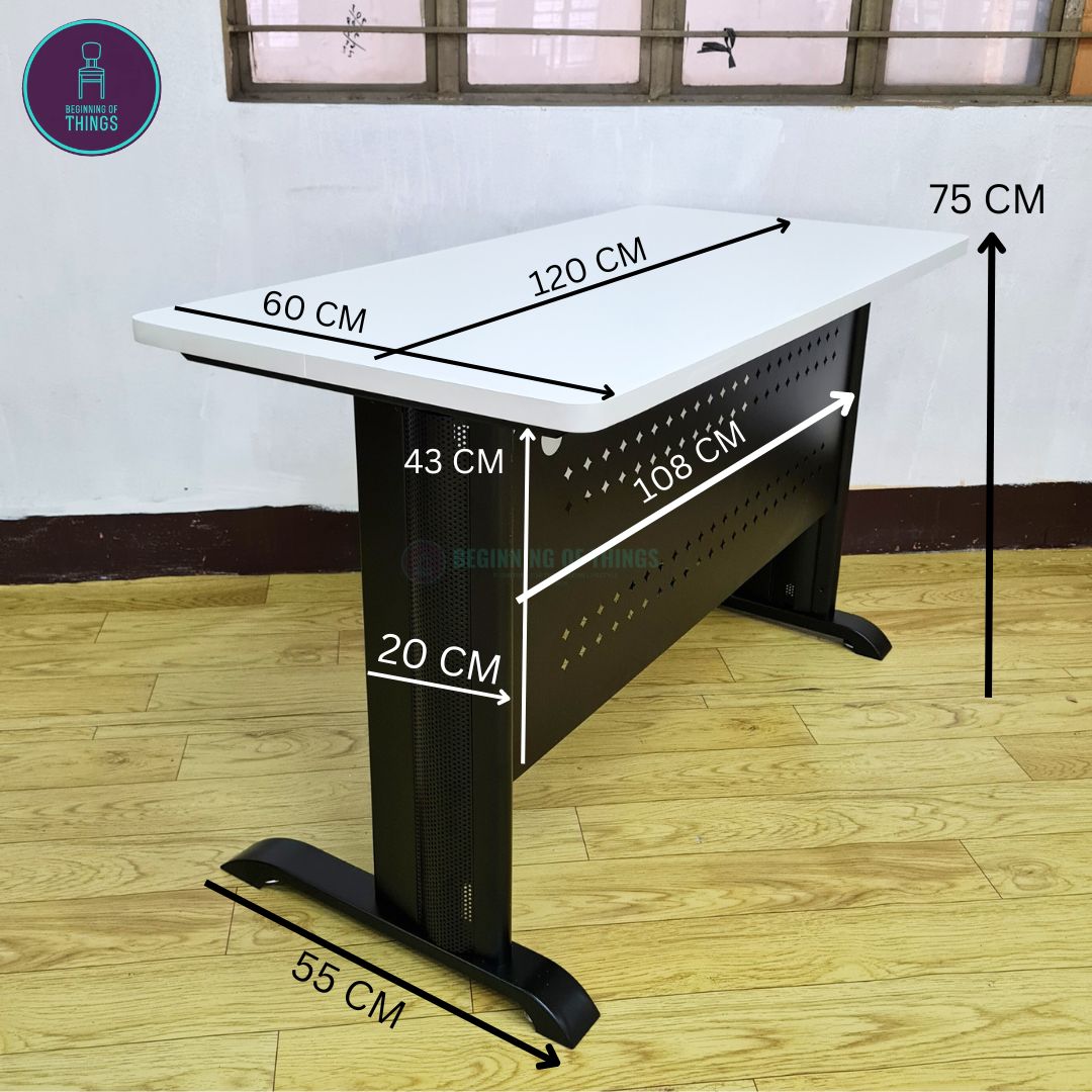 Jenner 120 x 60 cm Freestanding Office Table with Black Metal Leg