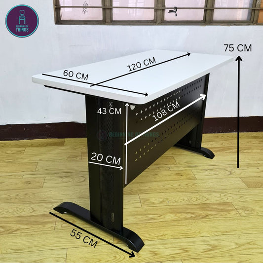 Jenner 120 x 60 cm Freestanding Office Table with Black Metal Leg