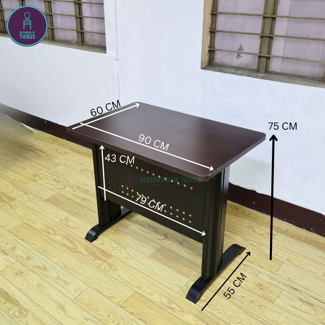 Jenner 90 x 60 cm Freestanding Office Table with Black Metal Leg