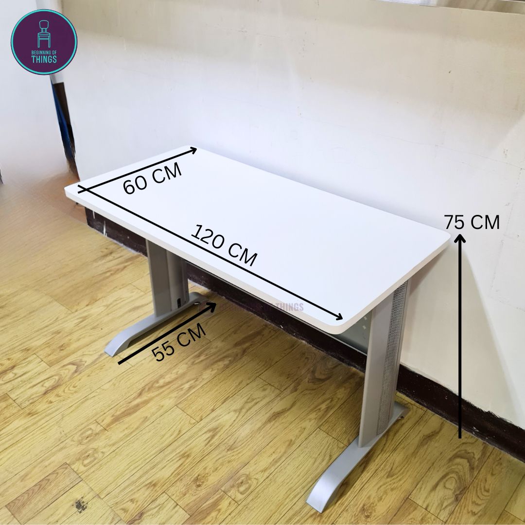 Jenner 120 x 60 cm Freestanding Office Table with Silver Metal Leg
