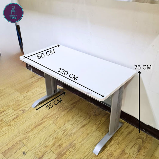 Jenner 120 x 60 cm Freestanding Office Table with Silver Metal Leg