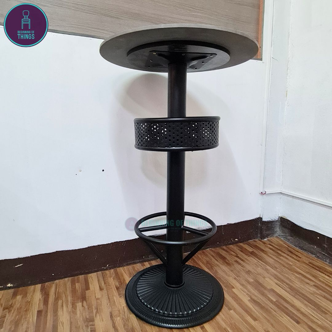 Round Base Bar Table Leg with Tray