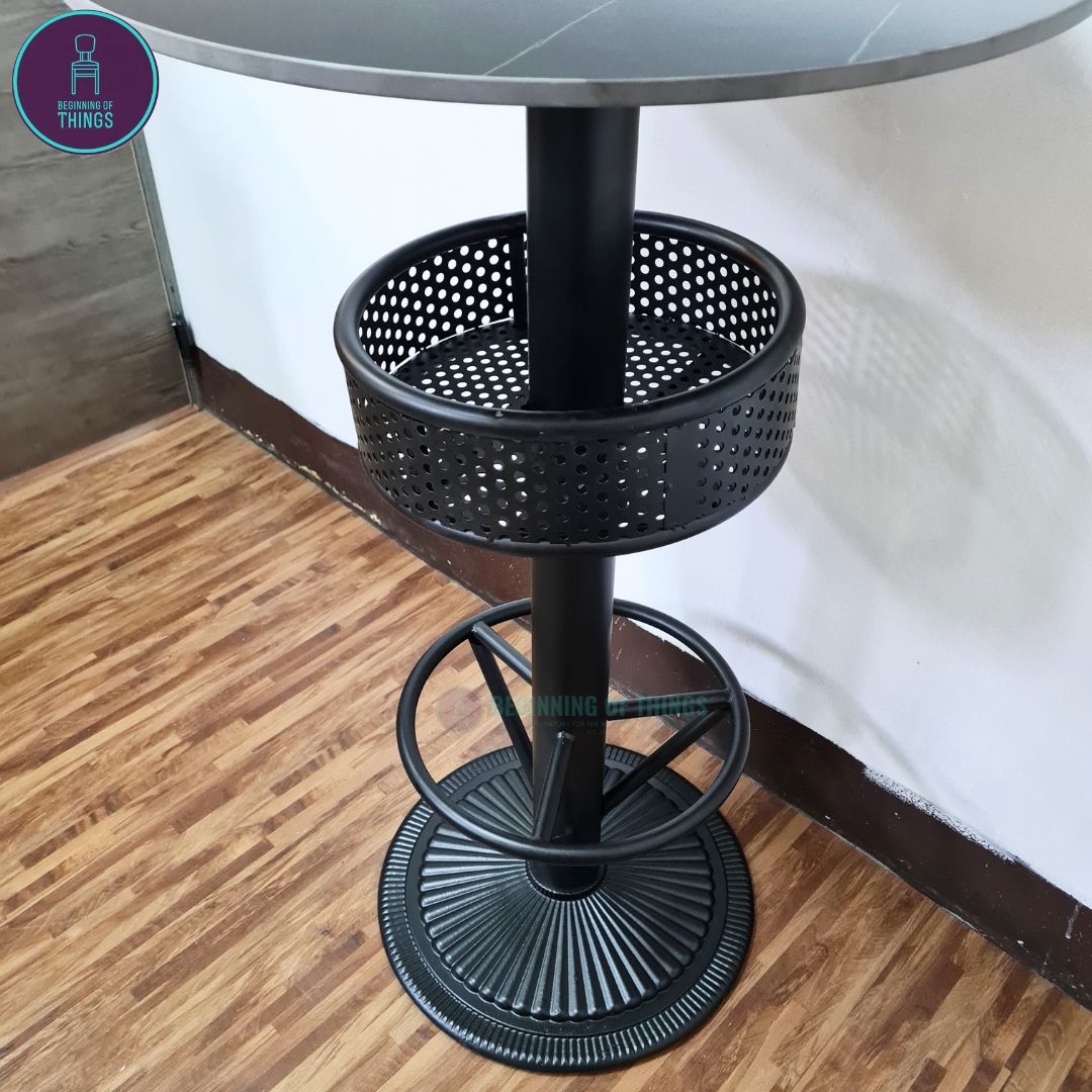 Round Base Bar Table Leg with Tray