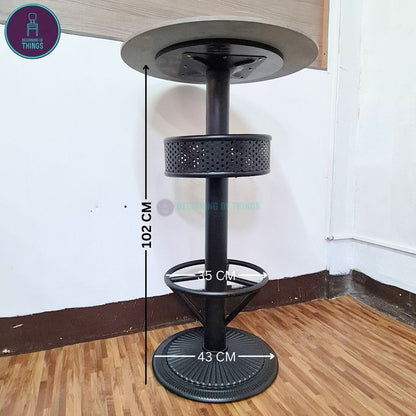 Round Base Bar Table Leg with Tray