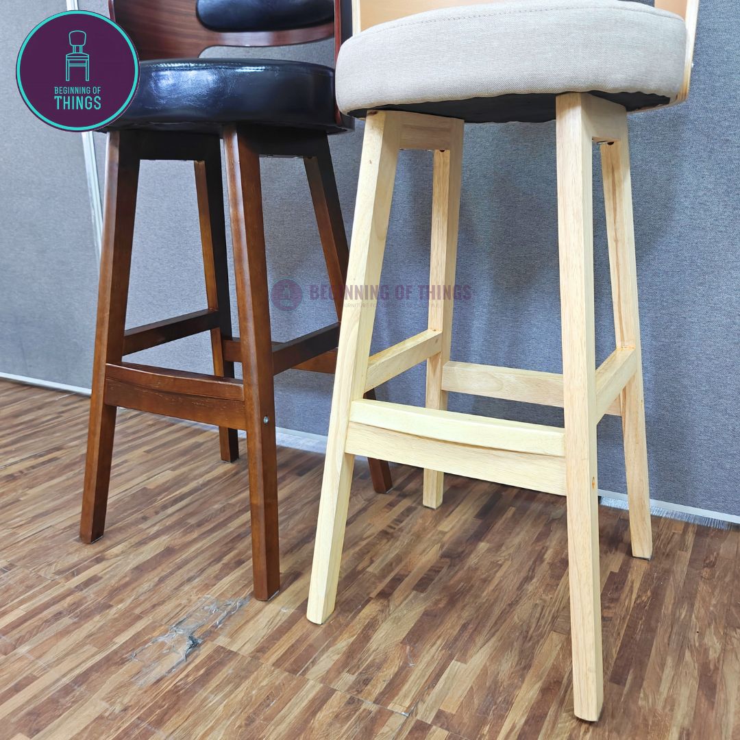 Rounded Wooden Bar Stool