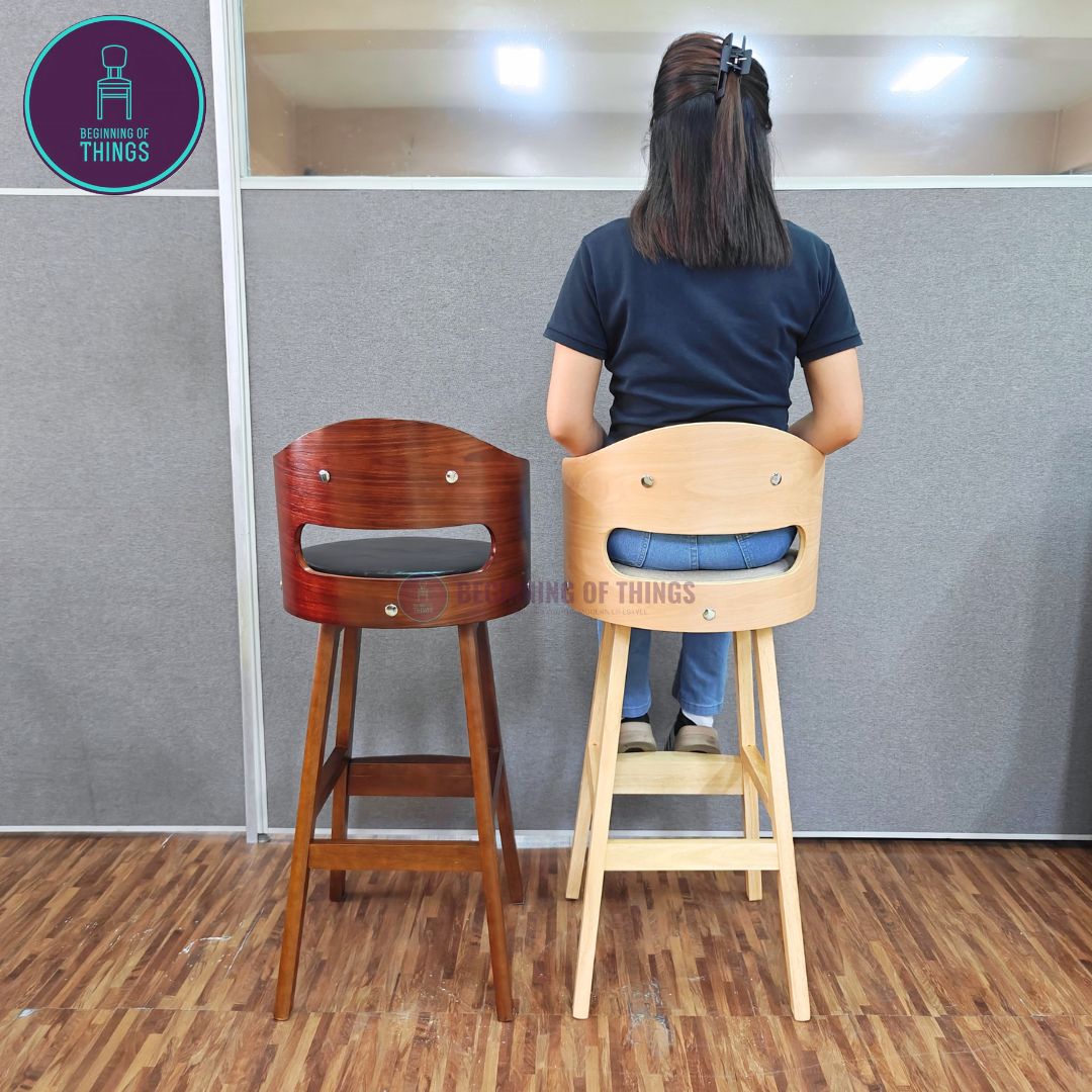 Rounded Wooden Bar Stool