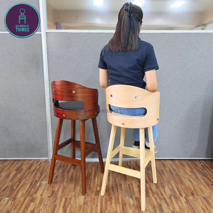 Rounded Wooden Bar Stool