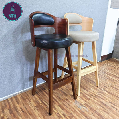 Rounded Wooden Bar Stool