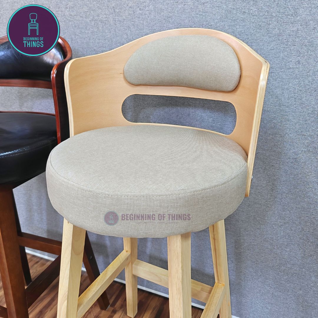 Rounded Wooden Bar Stool