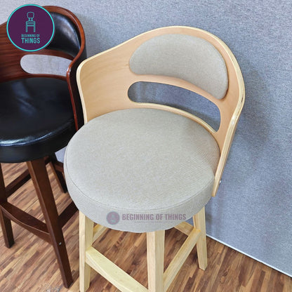 Rounded Wooden Bar Stool