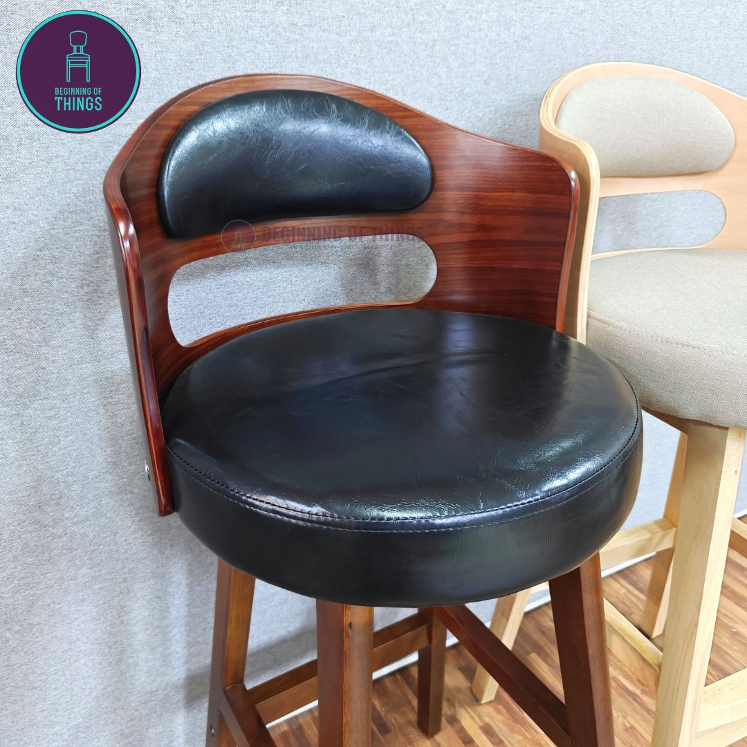 Rounded Wooden Bar Stool