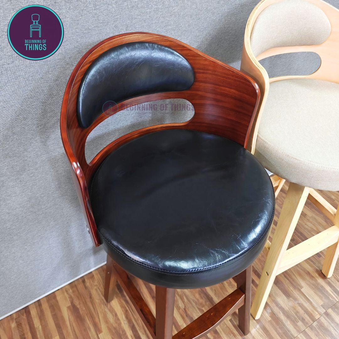 Rounded Wooden Bar Stool