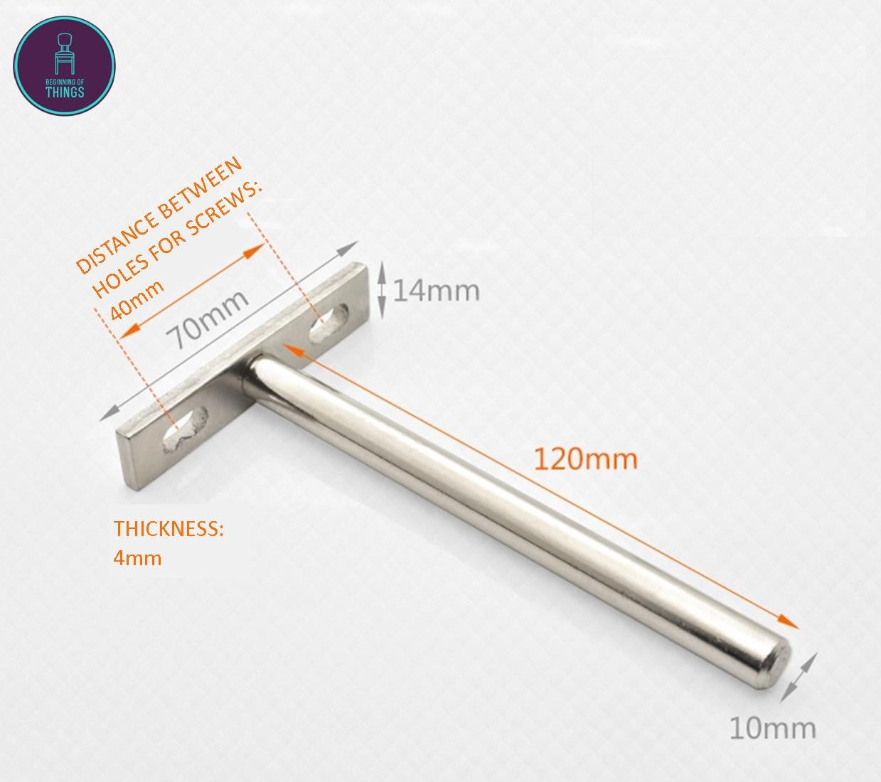 Invisible Bracket T-Bar for Wall Mount Shelf Per Pair