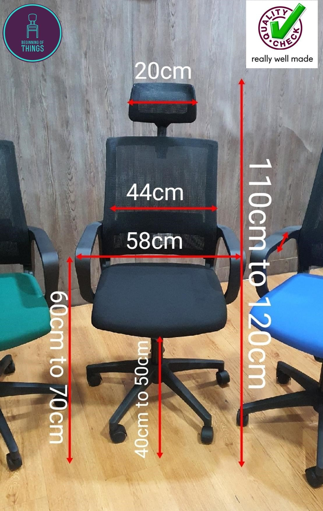 Bron Ergonomic Executive Chair with Headrest
