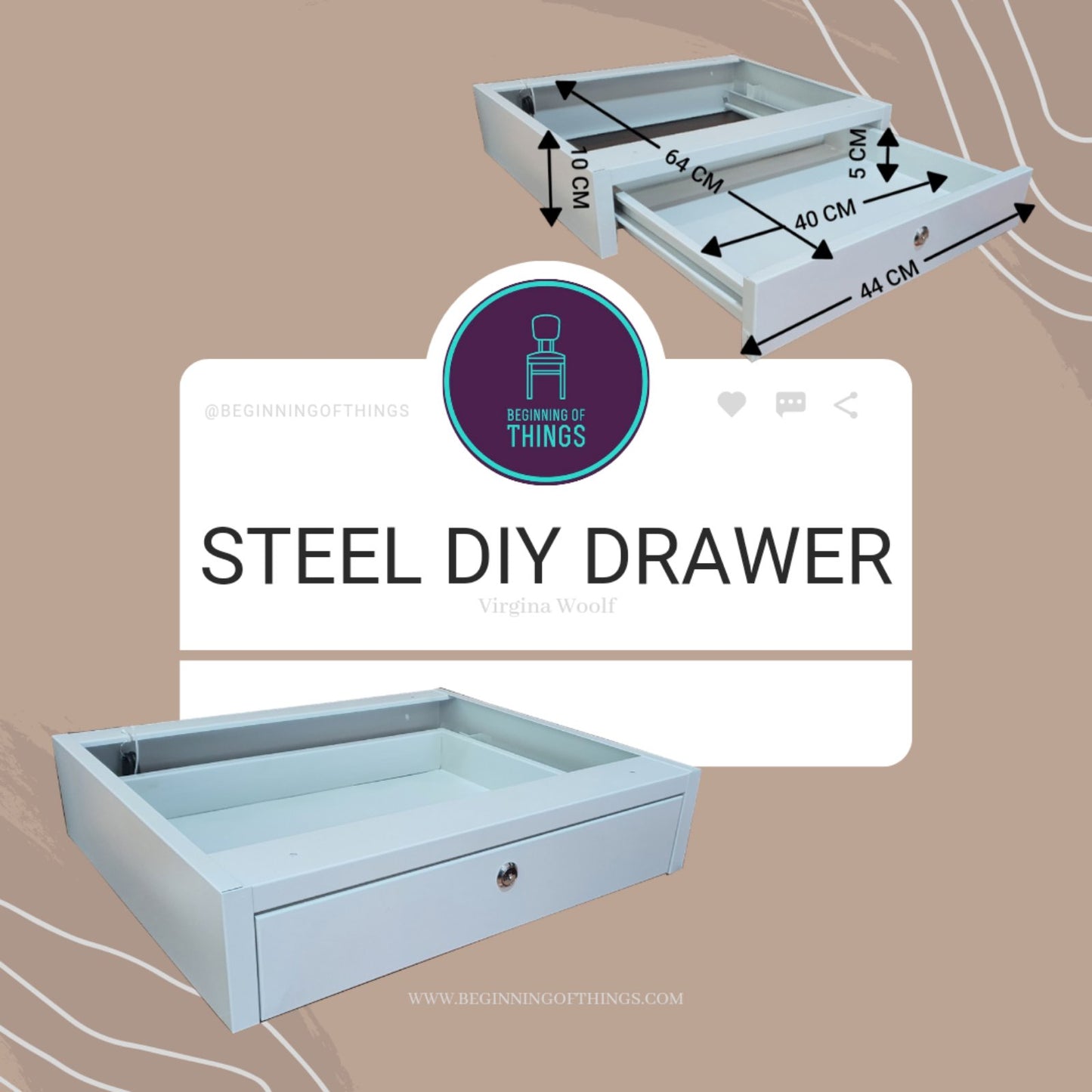 Steel Drawer for Desk with Lock