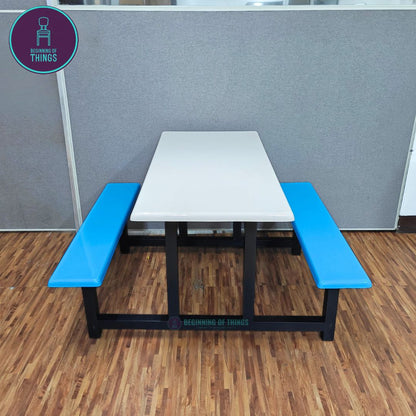 4-Seater Canteen Cafeteria Set Fiberglass w/ Bench Seat