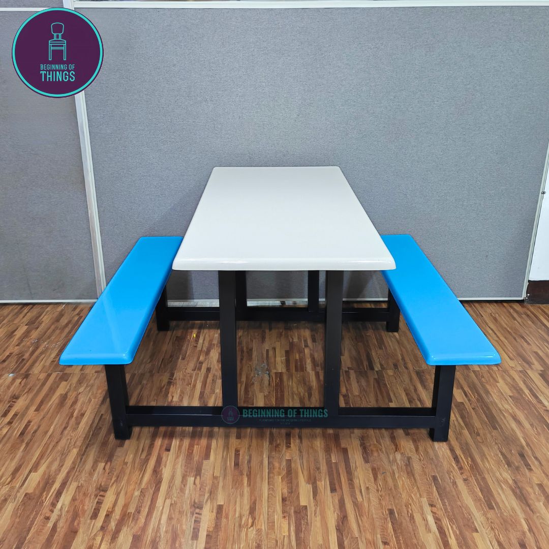 4-Seater Canteen Cafeteria Set Fiberglass w/ Bench Seat