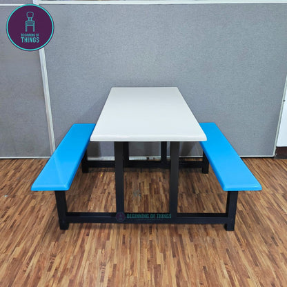 4-Seater Canteen Cafeteria Set Fiberglass w/ Bench Seat