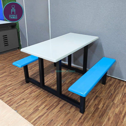 4-Seater Canteen Cafeteria Set Fiberglass w/ Bench Seat