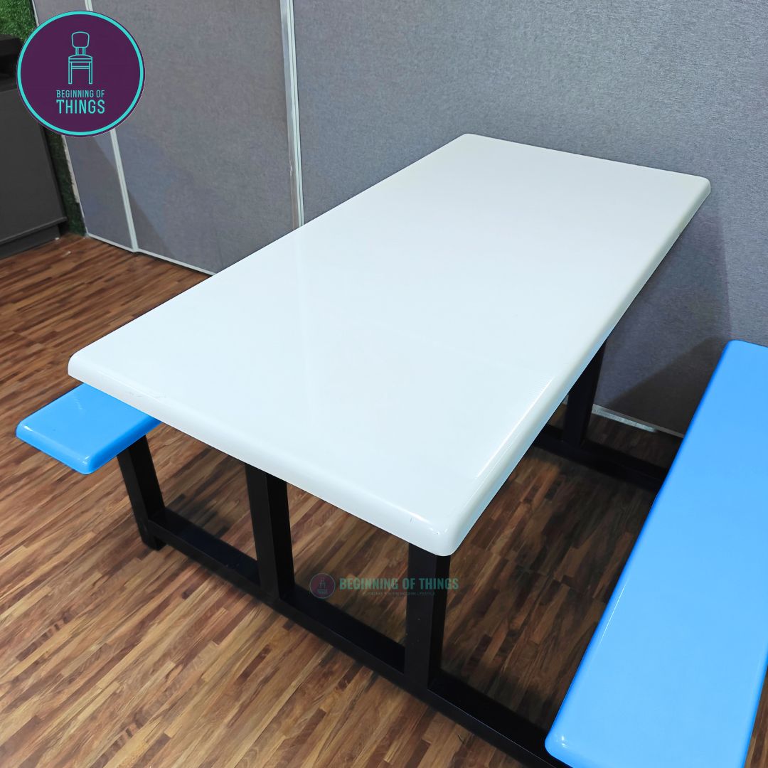 4-Seater Canteen Cafeteria Set Fiberglass w/ Bench Seat