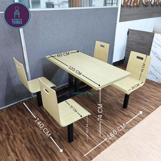 4-Seater Canteen Cafeteria Set Laminated Plyboard